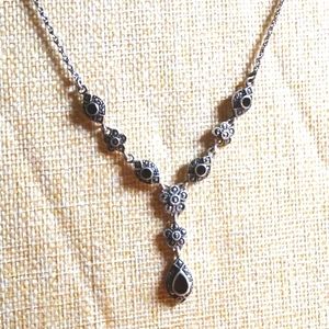 STERLING & ONYX MARCASITE NECKLACE